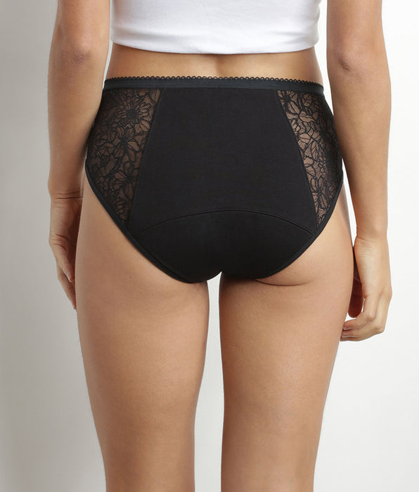 DIM Menstrual boxer shorts organic cotton lace Black heavy flow Dim Protect