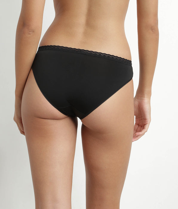 DIM Women's microfiber panties with tulle waistband Black Daily Micro