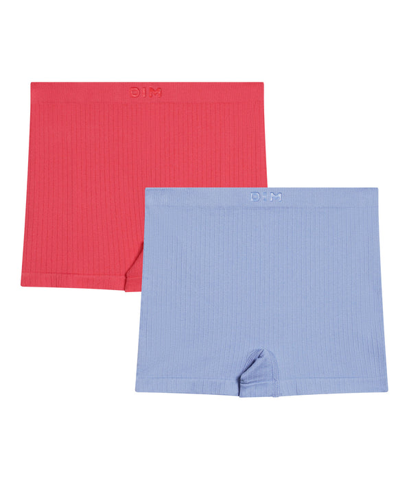 DIM Pack of 2 Chardon Blue and Pink Dim Seamless microfiber boxer shorts for girls