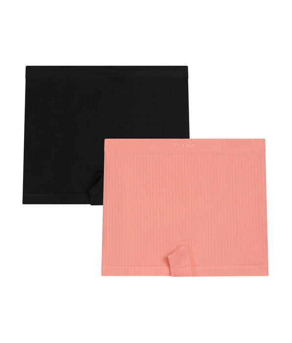 DIM Pack of 2 girls' seamless microfibre boxer shorts Black Coral Dim