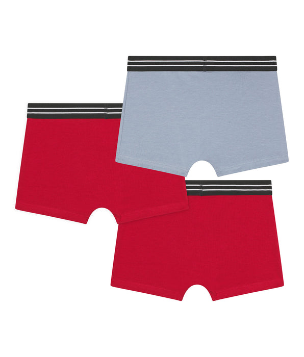 DIM Pack of 3 Ecodim Red Blue stretch cotton boxer shorts for boys