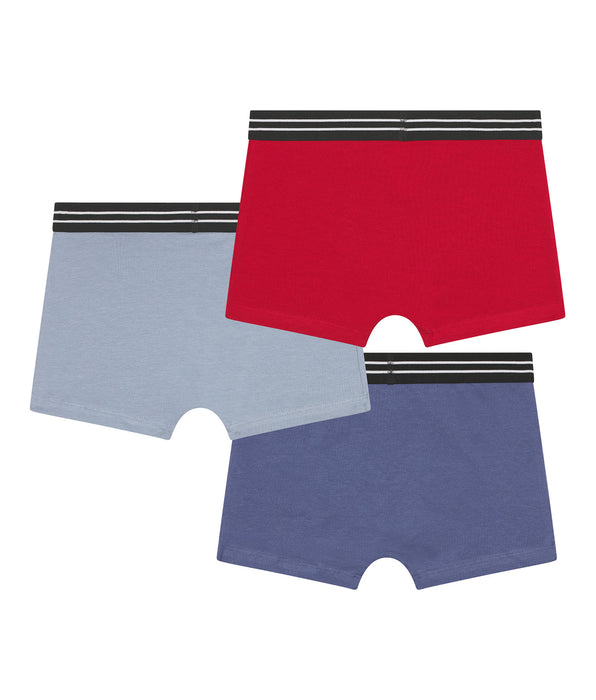 DIM Pack of 3 Ecodim Carmine Red Blue stretch cotton boxer shorts for boys