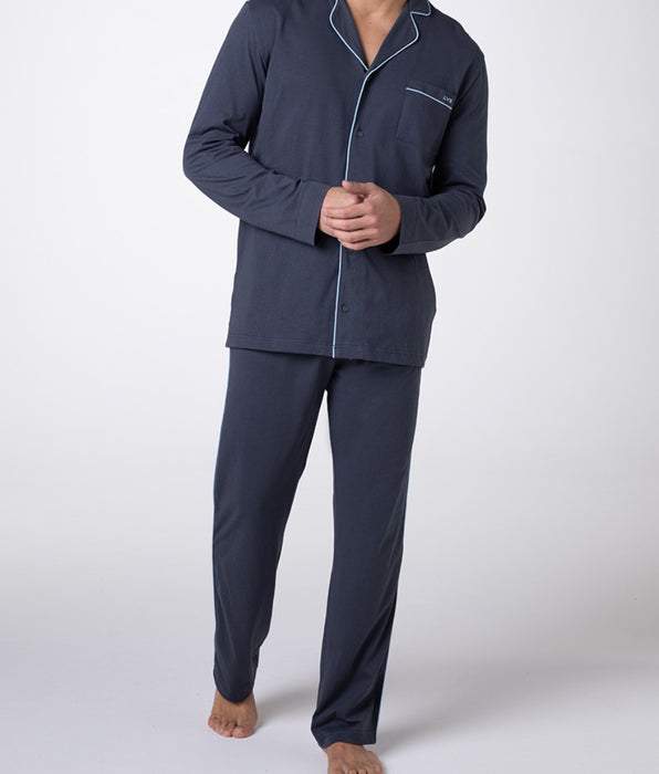 DIM Unisex Slate Cotton Jersey Long Pajama Set