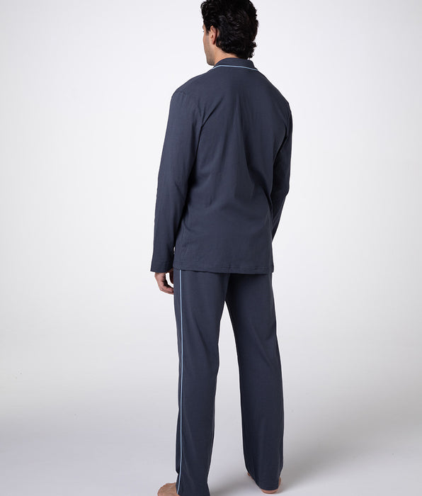 DIM Unisex Slate Cotton Jersey Long Pajama Set