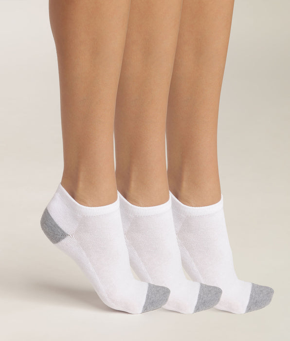 DIM Pack of 3 pairs of women's cotton socks White Grey EcoDim Sport