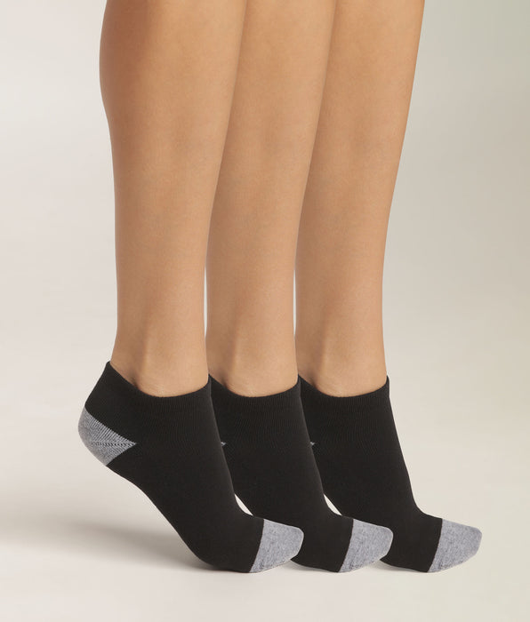 DIM Pack of 3 pairs of EcoDim Sport black and grey cotton socks for women