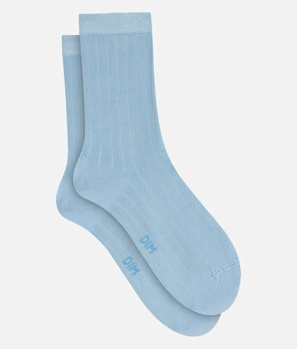 DIM Horizon Dim Mode women's ribbed satin cotton socks