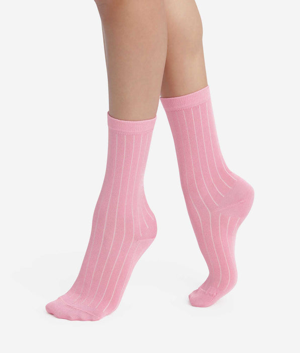 DIM Dim Mode Mauve satin cotton ribbed women's socks