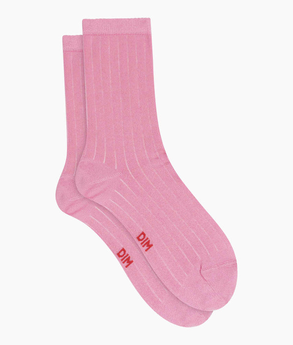 DIM Dim Mode Mauve satin cotton ribbed women's socks