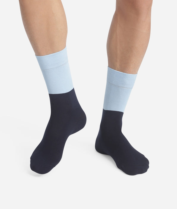 DIM Men's colorblock cotton socks Navy and Blue Dim Fashion
