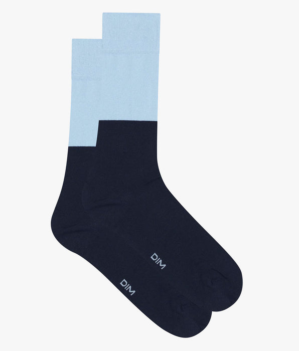 DIM Men's colorblock cotton socks Navy and Blue Dim Fashion