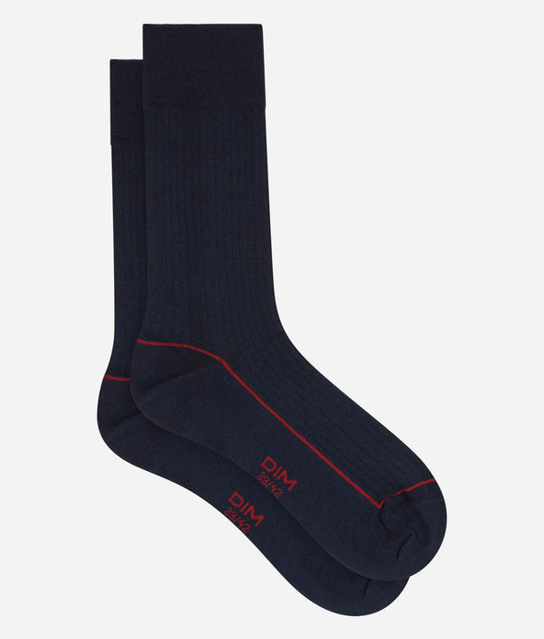 DIM Men's ocean blue cotton socks La Mode Côtelée Ribbed