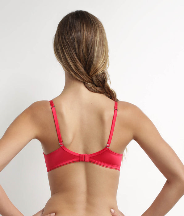 DIM Red satin microfiber basket bra Dim Chéri