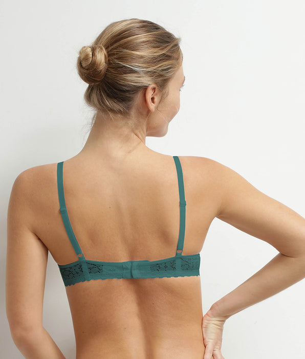 DIM Daily Dentelle green microfibre underwired demi bra