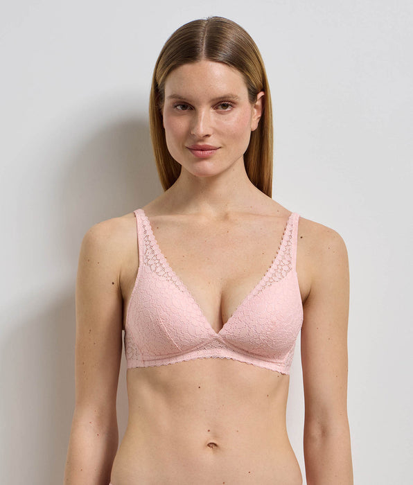 DIM Petal pink padded wireless triangle bra Daily Dentelle