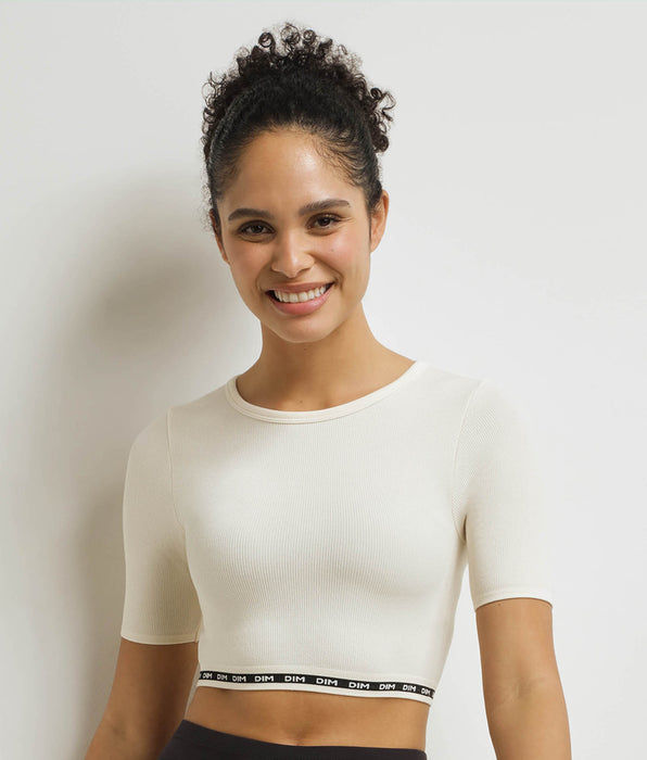 DIM Seamless women's top in ribbed microfiber Beige Dim Icons Seamless