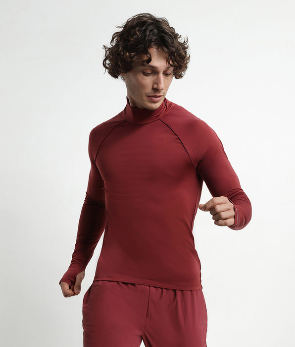 DIM Men's sports top with high collar in Bordeaux microfiber Dim Move