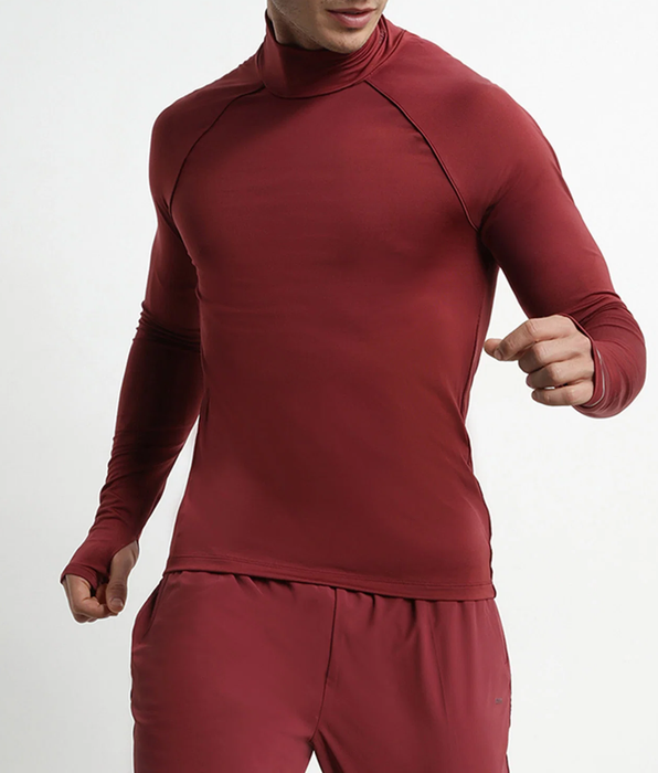 DIM Men's sports top with high collar in Bordeaux microfiber Dim Move