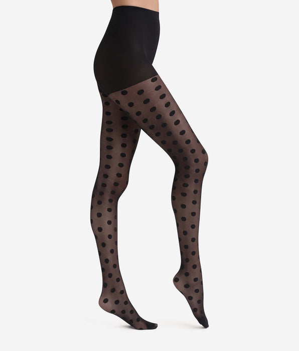 DIM Women's sheer tights with large black polka dots Dim Style