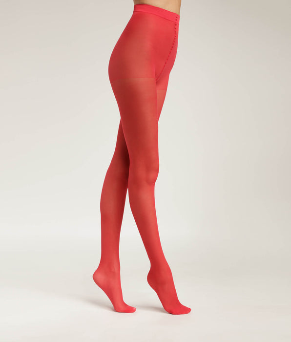 DIM Red sheer women's tights with contrast line Dim Style