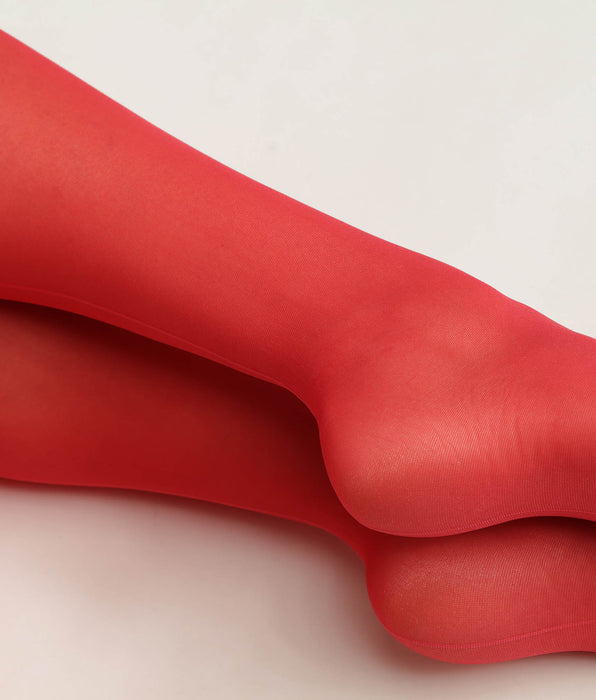 DIM Red sheer women's tights with contrast line Dim Style