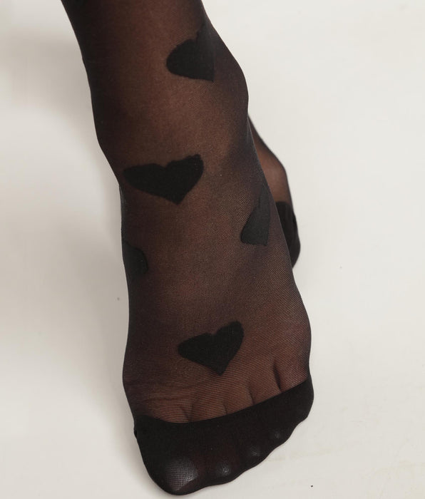 DIM Women's black transparent voile socks with hearts Dim Style