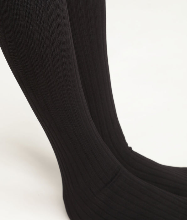 DIM Women's knee-highs in ribbed opaque voile Black Dim Style