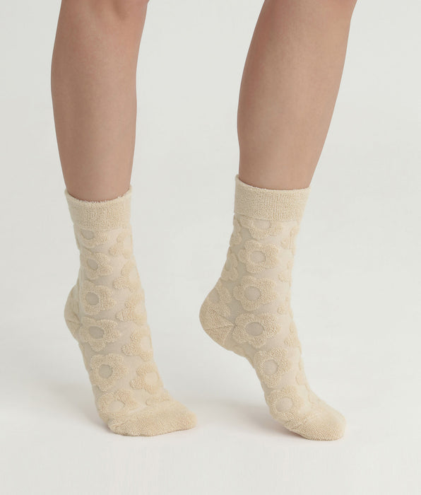 DIM Women's Cream Floral Socks Dim Fashion
