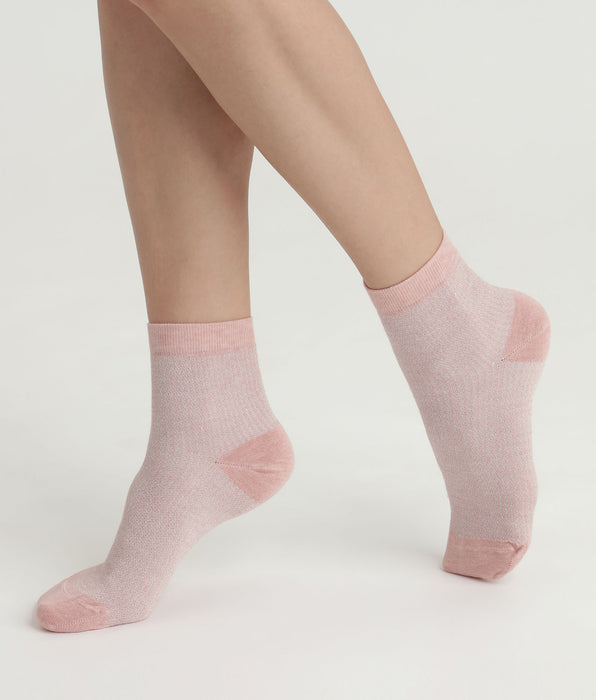 DIM Women's pink and silver Lurex socks Dim Mode
