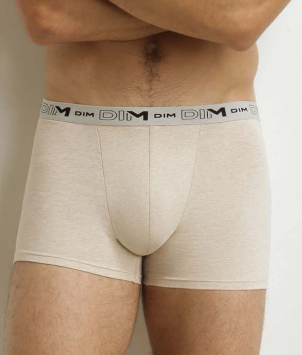 DIM Pack of 3 men's boxer shorts Beige Blue Khaki Organic Stretch Cotton