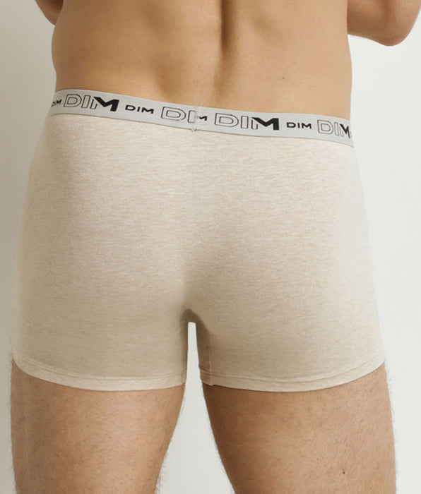 DIM Pack of 3 men's boxer shorts Beige Blue Khaki Organic Stretch Cotton