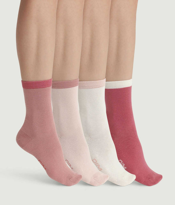 DIM Pack of 4 pairs of pink women's socks EcoDim Mode