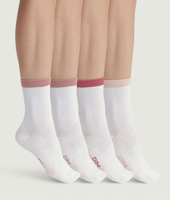 DIM Pack of 4 pairs of women's socks White EcoDim Mode