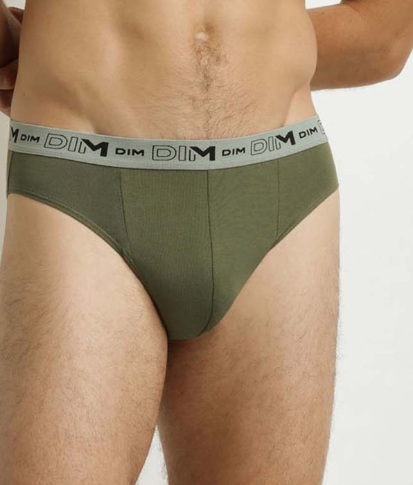 DIM Pack of 3 Men's Blue Grey Green Organic Cotton Stretch Briefs
