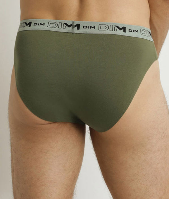 DIM Pack of 3 Men's Blue Grey Green Organic Cotton Stretch Briefs
