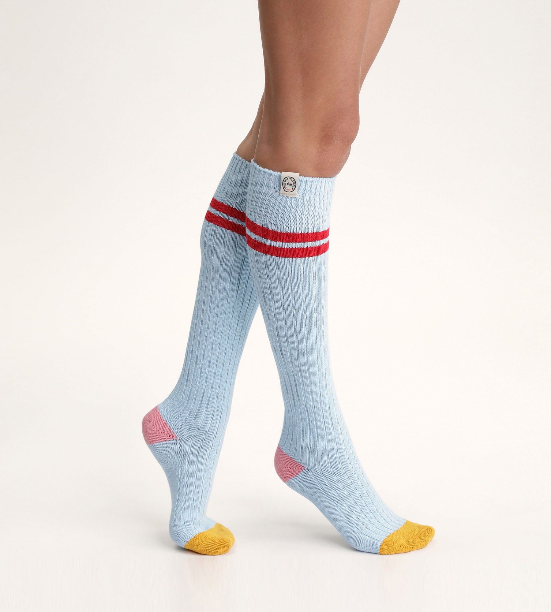 Women's colorblock high socks Blue Dim x Inès de La Fressange