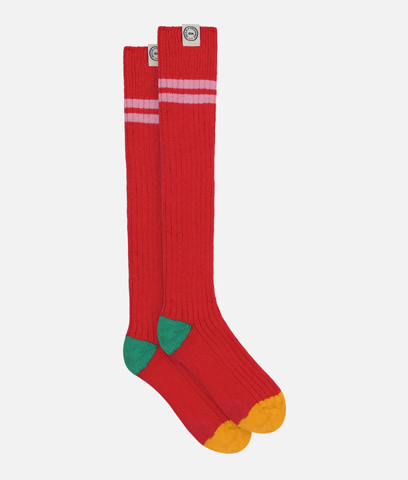 DIM Women's colorblock high socks Red Dim x Ines de La Fressange