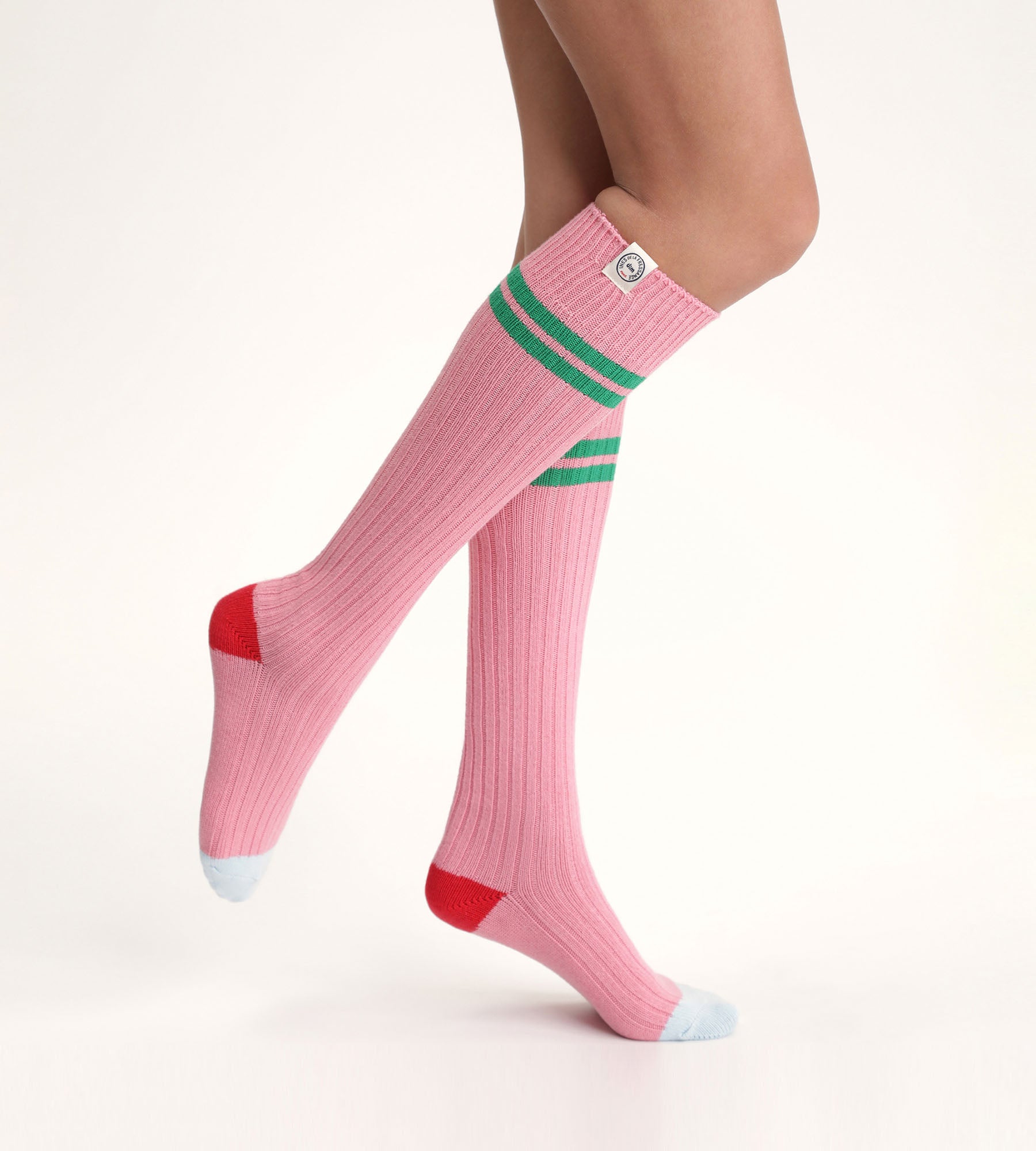 Women's colorblock high socks Pink Dim x Inès de La Fressange