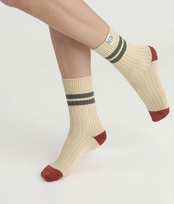 DIM Women's colorblock socks Beige Dim x Inès de La Fressange