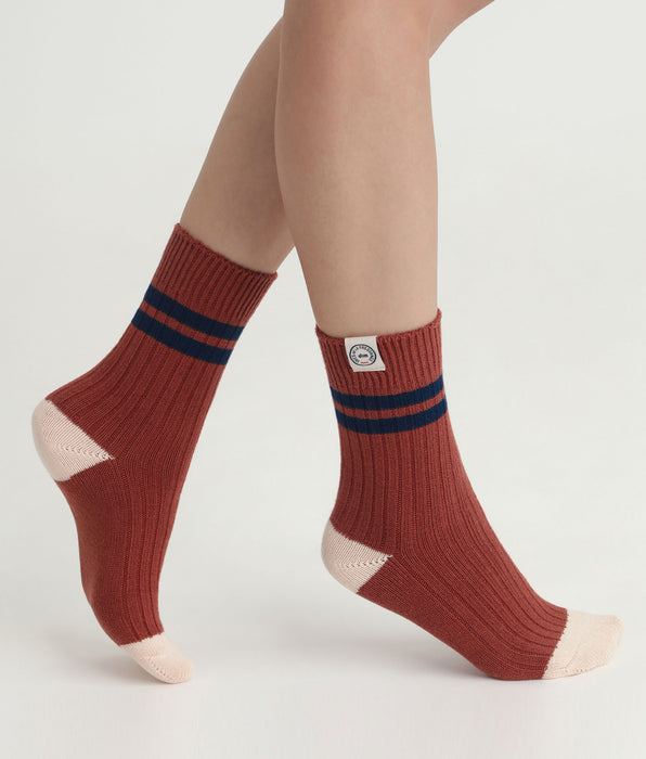 DIM Women's colorblock socks Brown Dim x Inès de La Fressange