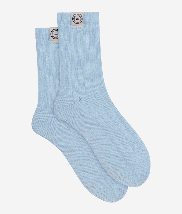 DIM Blue ribbed women's sock Dim x Inès de La Fressange