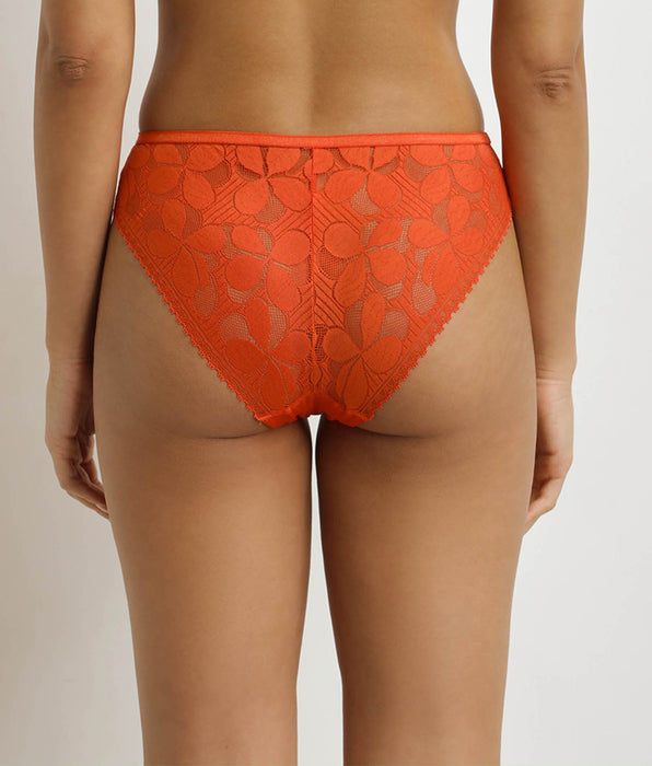DIM Women's semi-transparent panties Orange Art Flowers