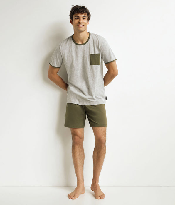 DIM Men's short pyjama set Khaki Grey Dim Jersey