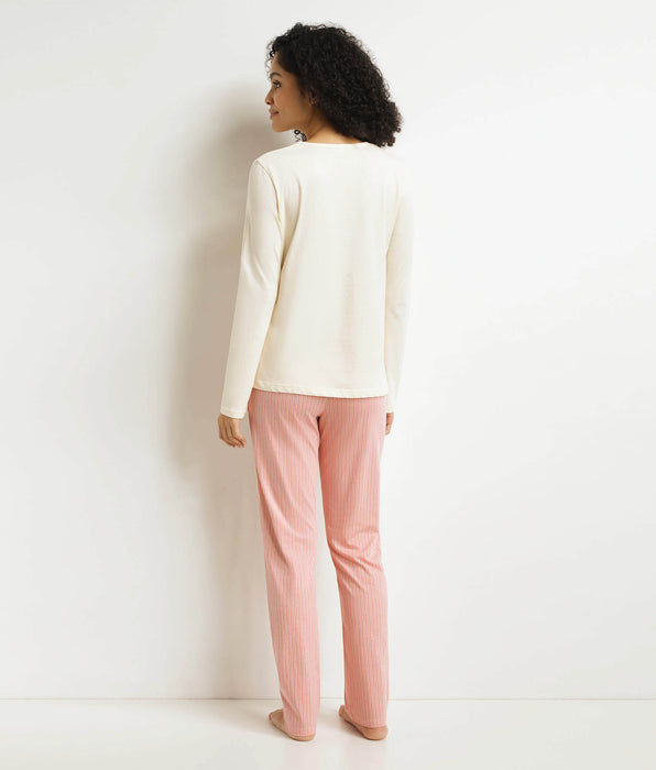 DIM Women's pyjama set Ivory grey striped trousers Don't Disturb