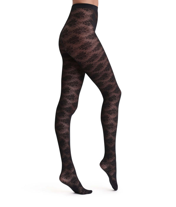 DIM Black tights with floral bouquet Dim Style