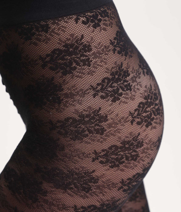 DIM Black tights with floral bouquet Dim Style