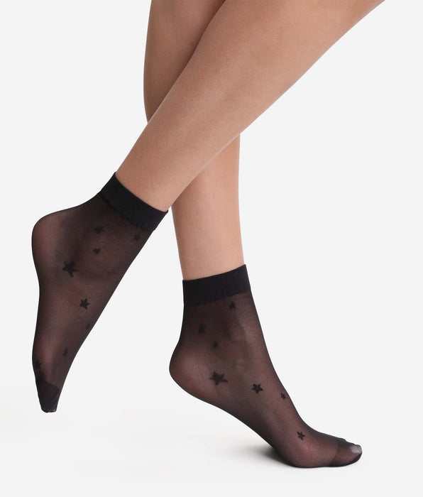 DIM Transparent black ankle socks with stars Dim Style