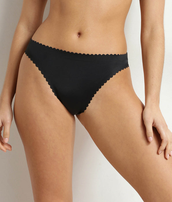 DIM Dim Body Touch black microfibre women's thong
