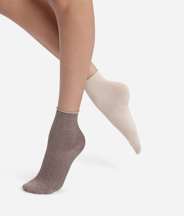 DIM Pack of 2 pairs of Dim Mode brown lurex women's socks