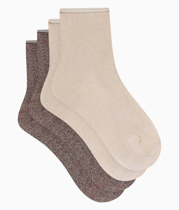 DIM Pack of 2 pairs of Dim Mode brown lurex women's socks
